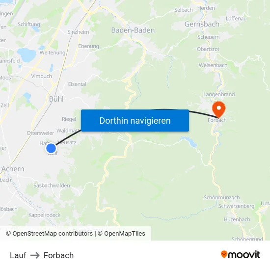 Lauf to Forbach map