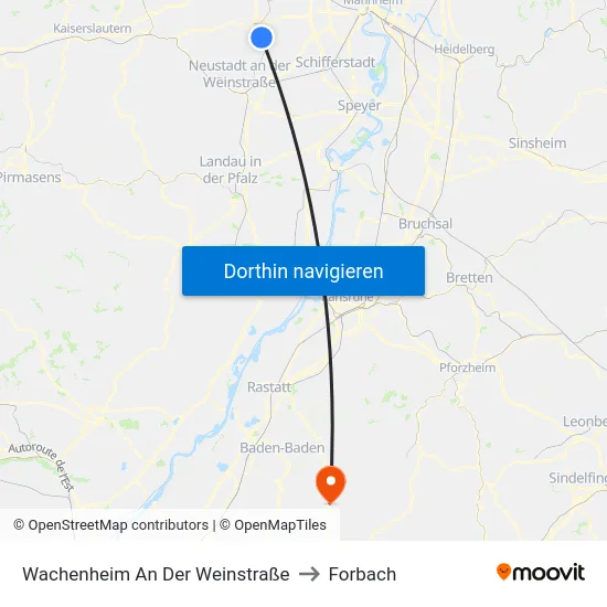 Wachenheim An Der Weinstraße to Forbach map