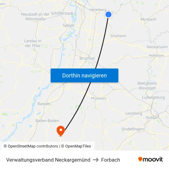 Verwaltungsverband Neckargemünd to Forbach map