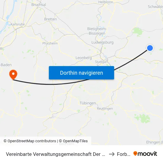 Vereinbarte Verwaltungsgemeinschaft Der Stadt Welzheim to Forbach map