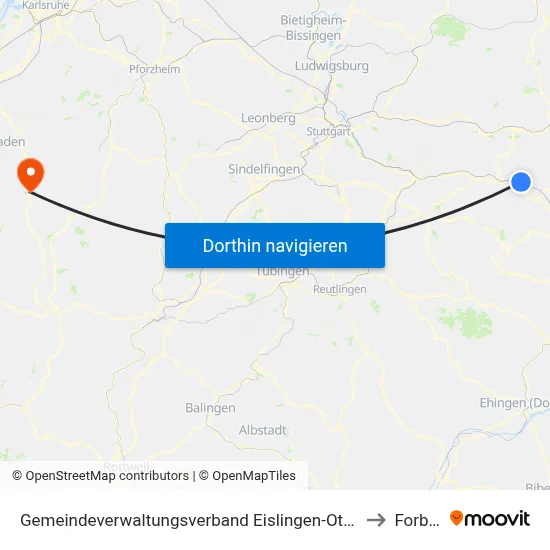 Gemeindeverwaltungsverband Eislingen-Ottenbach-Salach to Forbach map