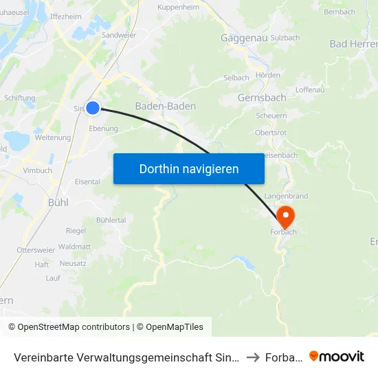 Vereinbarte Verwaltungsgemeinschaft Sinzheim to Forbach map