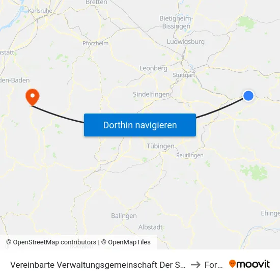 Vereinbarte Verwaltungsgemeinschaft Der Stadt Ebersbach An Der Fils to Forbach map