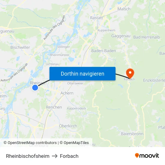 Rheinbischofsheim to Forbach map