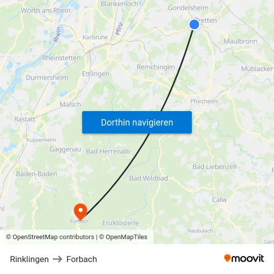 Rinklingen to Forbach map