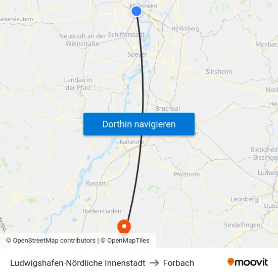 Ludwigshafen-Nördliche Innenstadt to Forbach map