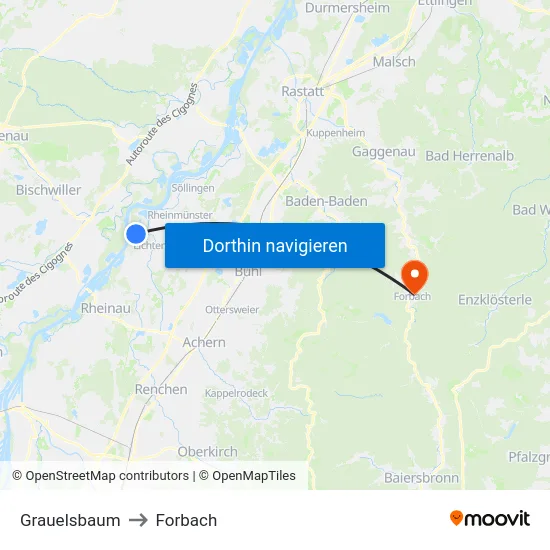 Grauelsbaum to Forbach map