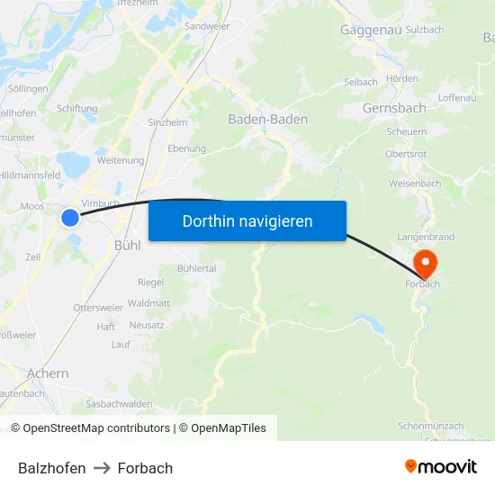 Balzhofen to Forbach map