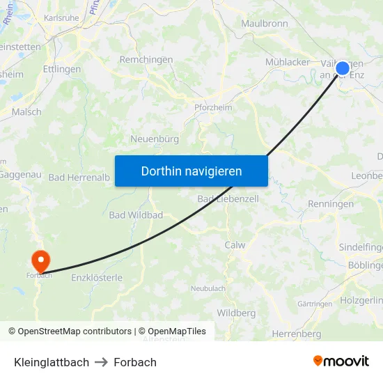 Kleinglattbach to Forbach map