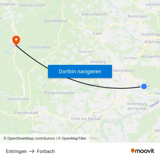 Entringen to Forbach map