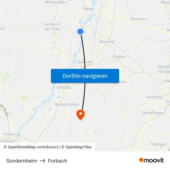 Sondernheim to Forbach map