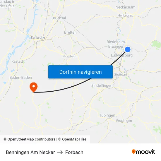 Benningen Am Neckar to Forbach map