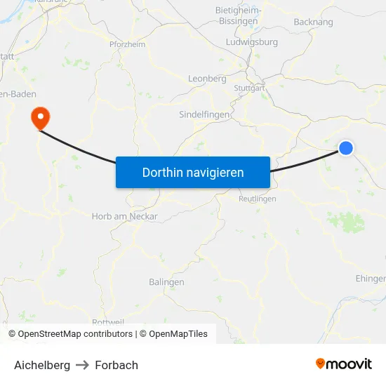 Aichelberg to Forbach map