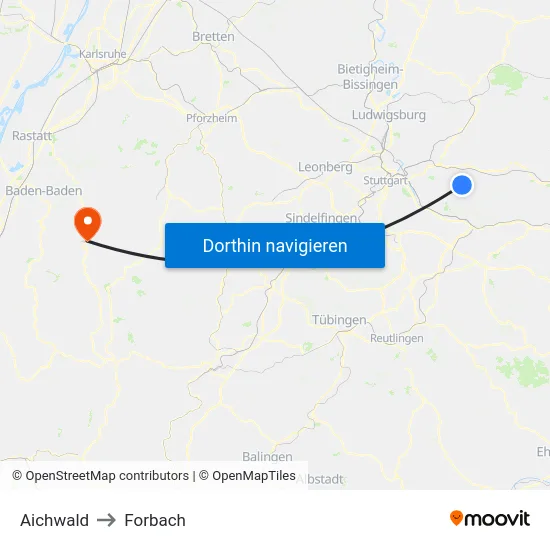Aichwald to Forbach map
