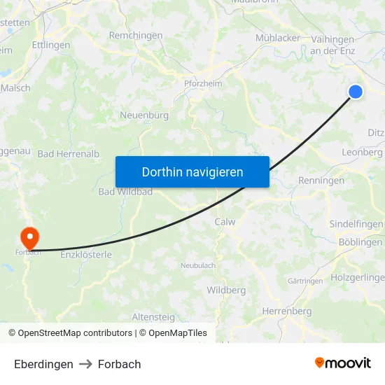 Eberdingen to Forbach map