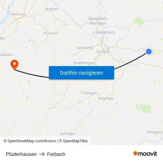 Plüderhausen to Forbach map