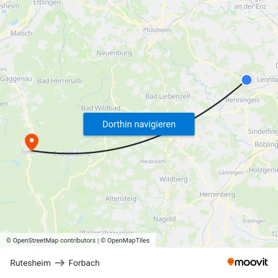 Rutesheim to Forbach map