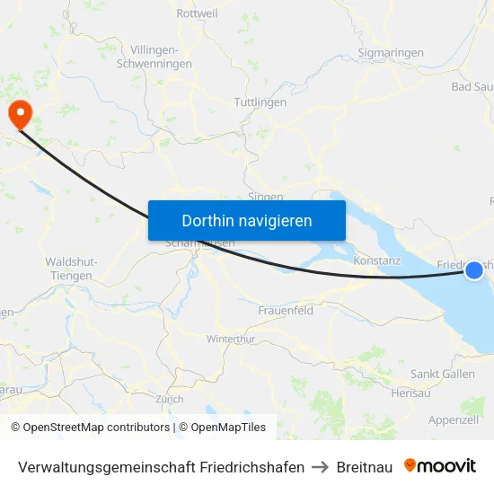 Verwaltungsgemeinschaft Friedrichshafen to Breitnau map
