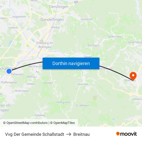Vvg Der Gemeinde Schallstadt to Breitnau map