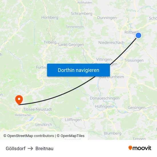 Göllsdorf to Breitnau map