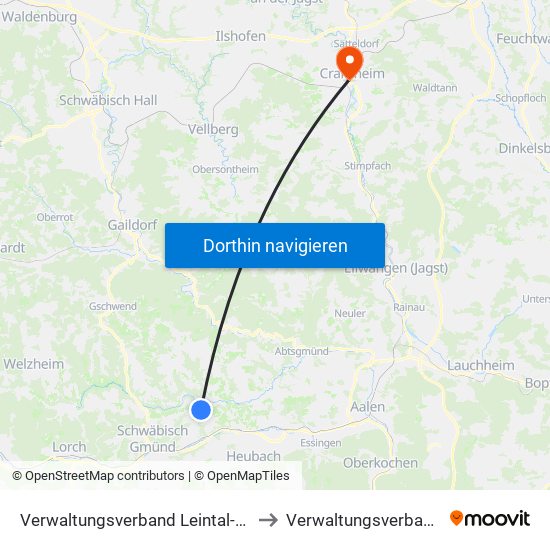 Verwaltungsverband Leintal-Frickenhofer Höhe to Verwaltungsverband Crailsheim map