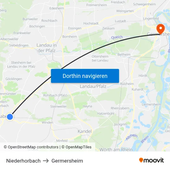 Niederhorbach to Germersheim map