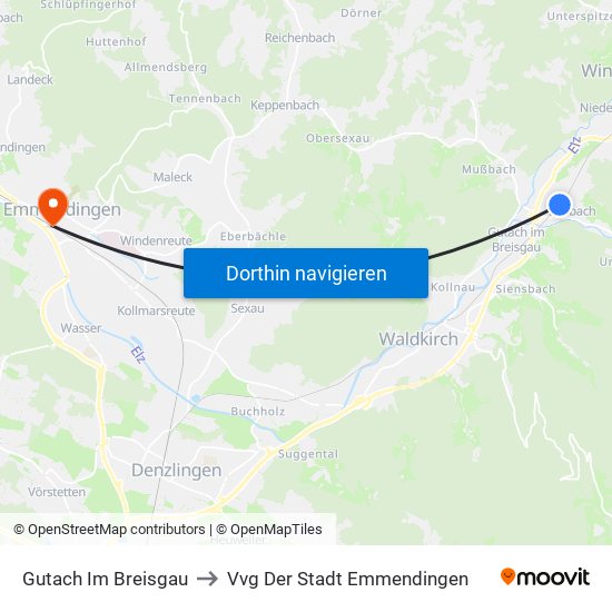 Gutach Im Breisgau to Vvg Der Stadt Emmendingen map