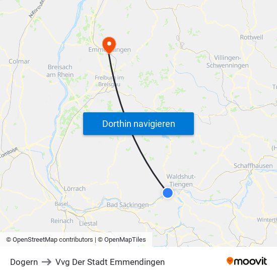 Dogern to Vvg Der Stadt Emmendingen map