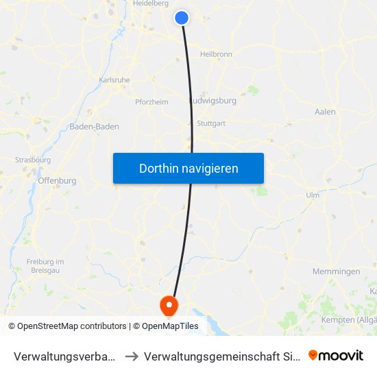 Verwaltungsverband Waibstadt to Verwaltungsgemeinschaft Singen (Hohentwiel) map