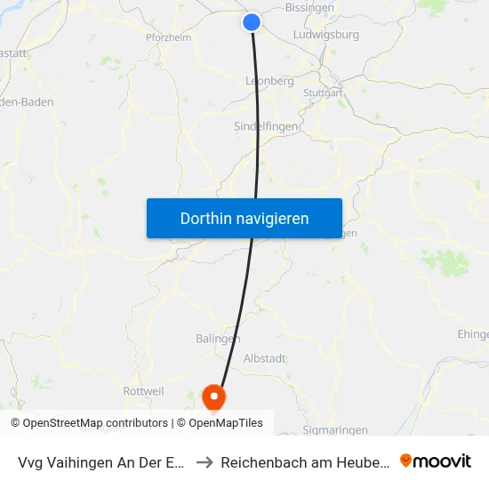 Vvg Vaihingen An Der Enz to Reichenbach am Heuberg map