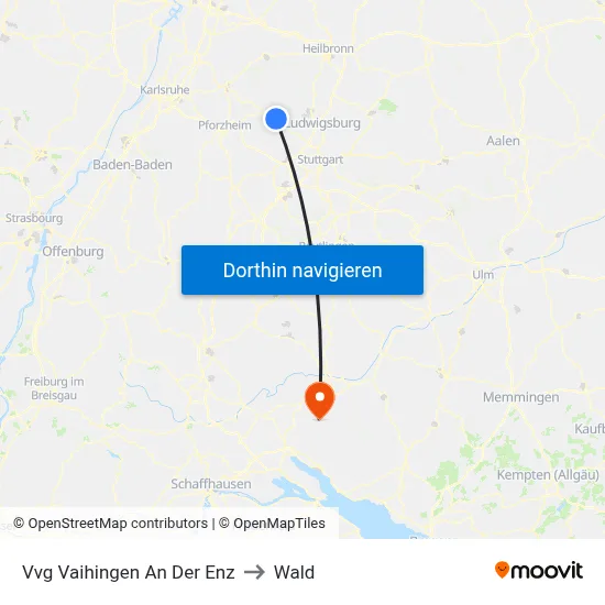 Vvg Vaihingen An Der Enz to Wald map