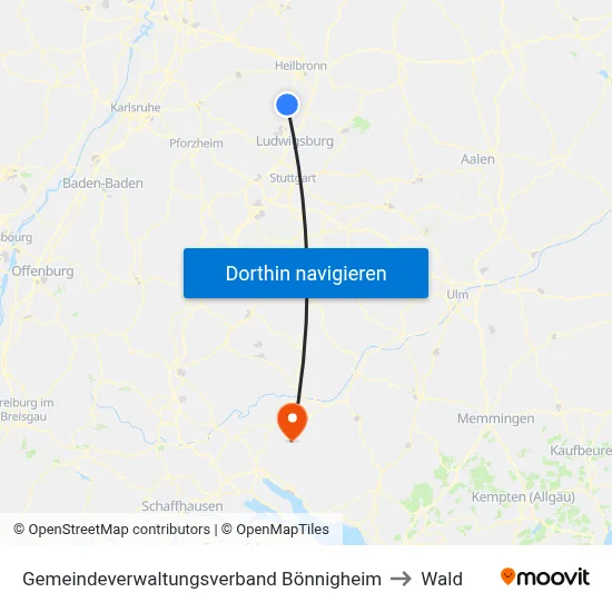 Gemeindeverwaltungsverband Bönnigheim to Wald map