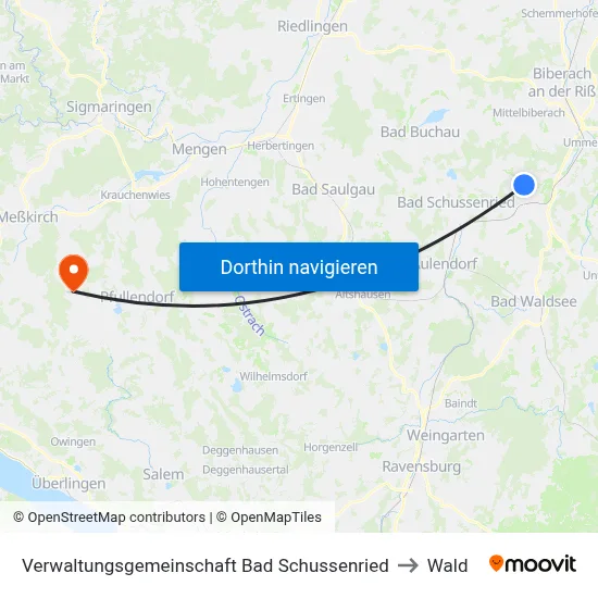 Verwaltungsgemeinschaft Bad Schussenried to Wald map