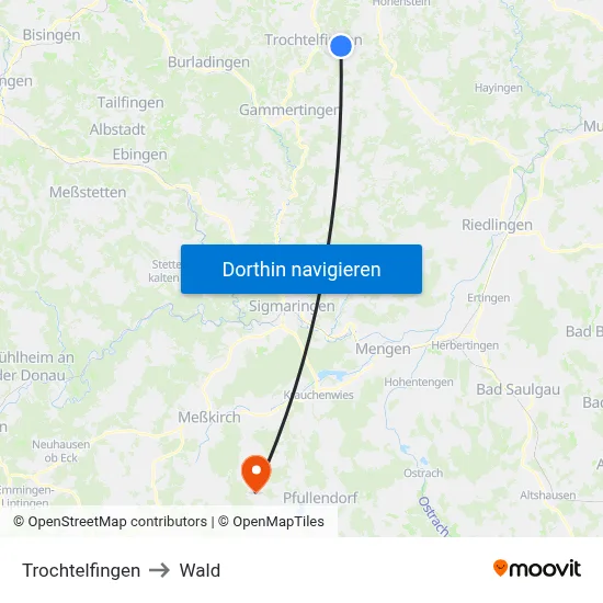 Trochtelfingen to Wald map