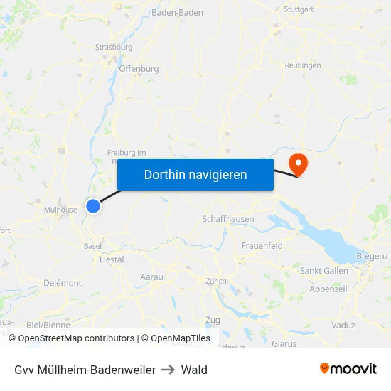Gvv Müllheim-Badenweiler to Wald map