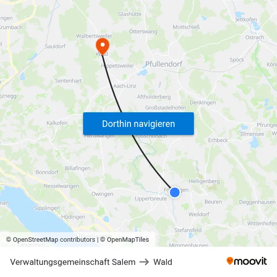Verwaltungsgemeinschaft Salem to Wald map
