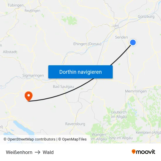 Weißenhorn to Wald map