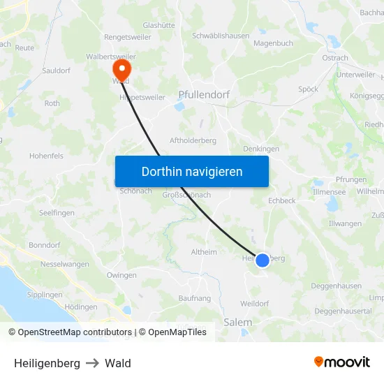 Heiligenberg to Wald map