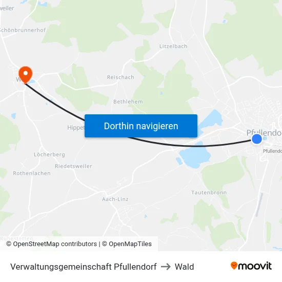 Verwaltungsgemeinschaft Pfullendorf to Wald map