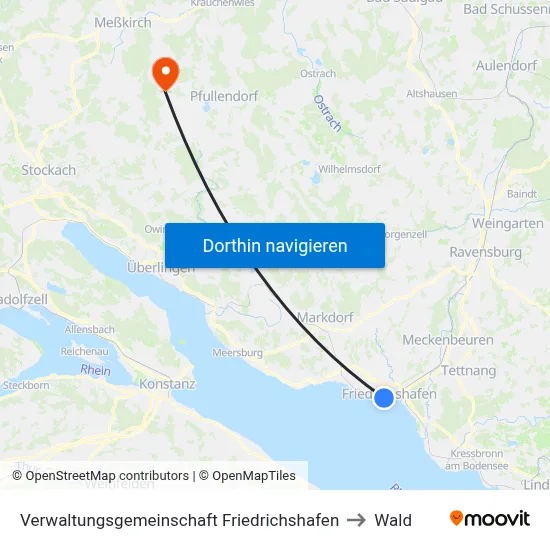Verwaltungsgemeinschaft Friedrichshafen to Wald map