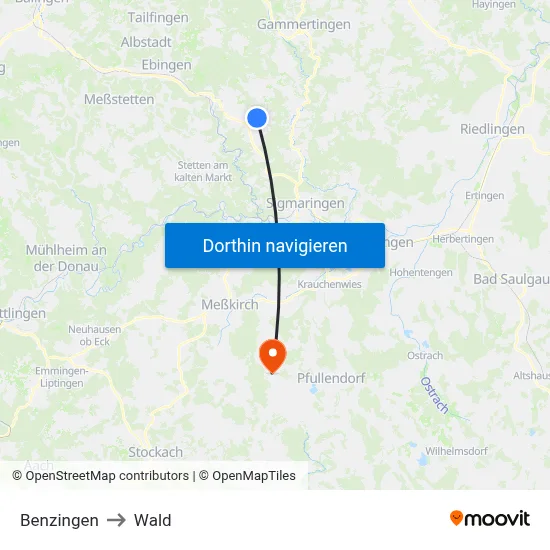 Benzingen to Wald map