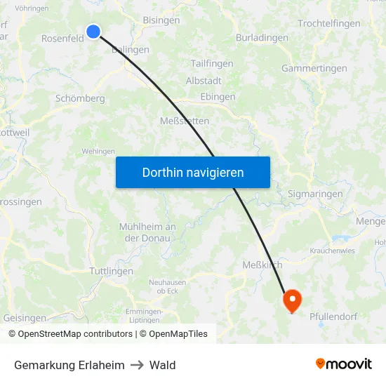 Gemarkung Erlaheim to Wald map