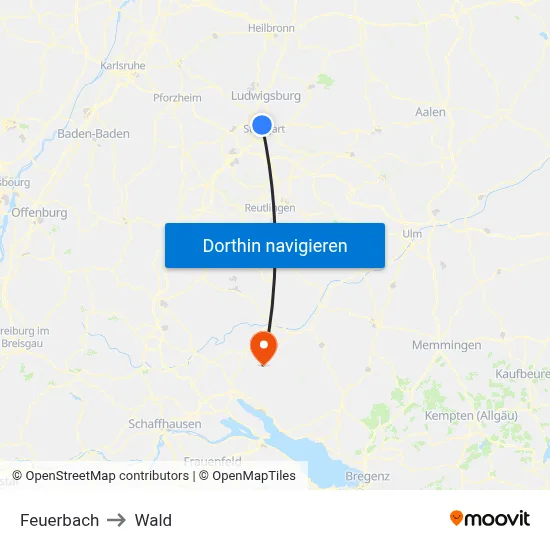 Feuerbach to Wald map