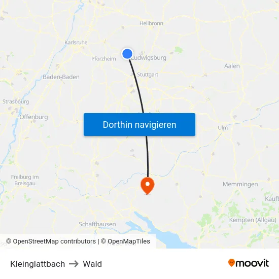 Kleinglattbach to Wald map