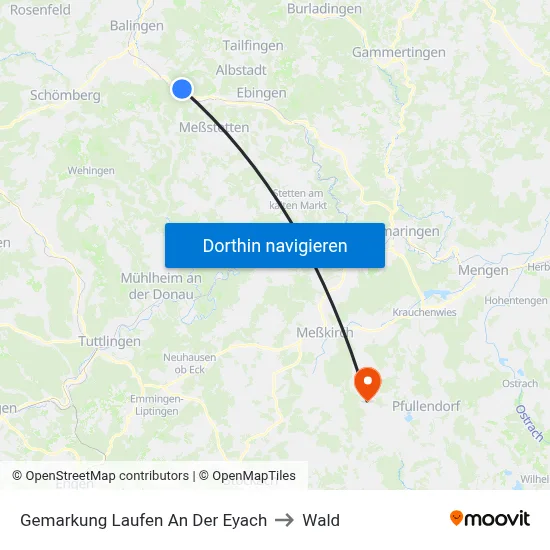 Gemarkung Laufen An Der Eyach to Wald map