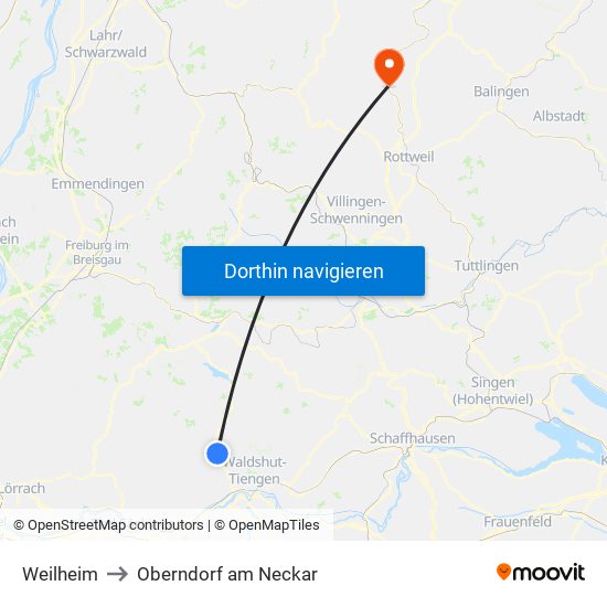 Weilheim to Oberndorf am Neckar map