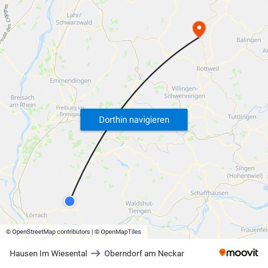 Hausen Im Wiesental to Oberndorf am Neckar map