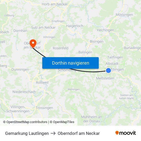 Gemarkung Lautlingen to Oberndorf am Neckar map
