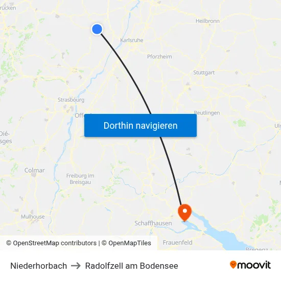 Niederhorbach to Radolfzell am Bodensee map