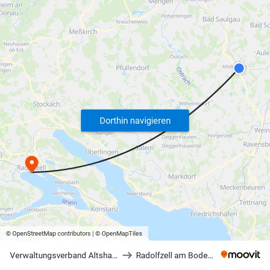 Verwaltungsverband Altshausen to Radolfzell am Bodensee map
